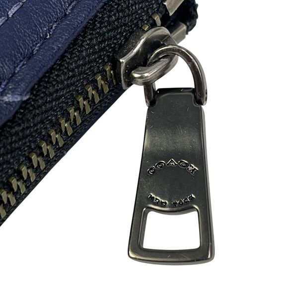 COACH Small Zip Around Wallet Card Case With Quilting Blue - Picture 2 of 8